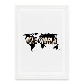 One World - Orange - Affiche encadrée (27 × 37 cm) - blanc - Devant