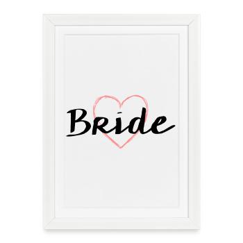Mariage célibataire coeur de mariée - Affiche encadrée (27 × 37 cm) - blanc - Devant
