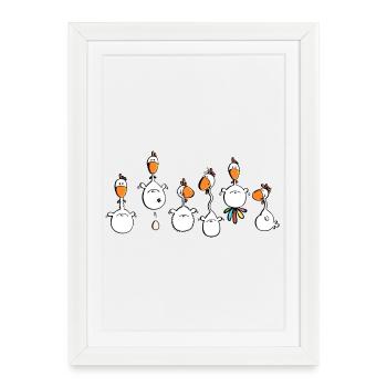 Crazy Chickens - Chicken - Hens - cock - Framed poster (27 × 37 cm) - white - Front