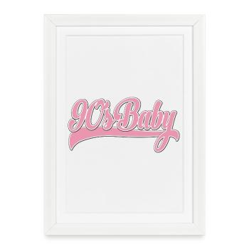 90s Baby Pink Retro Script - Framed poster (27 × 37 cm) - white - Front