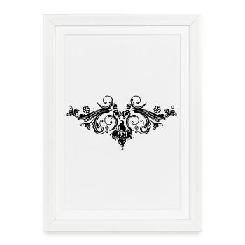 Décoration florale, style baroque - Affiche encadrée (27 × 37 cm) - blanc - Devant