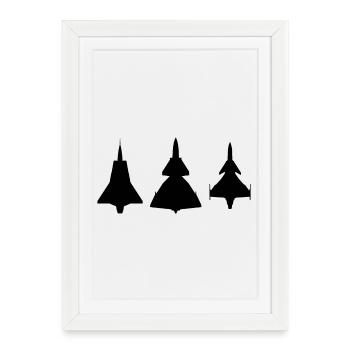 Draken / Viggen / Gripen / chasseur à réaction - Affiche encadrée (27 × 37 cm) - blanc - Devant