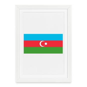 Autocollant drapeau de l'Azerbaïdjan Aufkleber Azerbaïdjan - Affiche encadrée (27 × 37 cm) - blanc - Devant