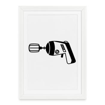 Phaser meets Mixer – Funny Geek & Cook - Affiche encadrée (27 × 37 cm) - blanc - Devant