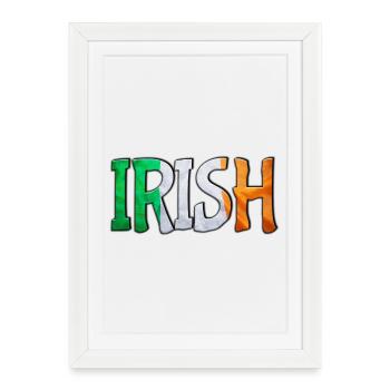 Irish Flag Letters Patchwork - Framed poster (27 × 37 cm) - white - Front