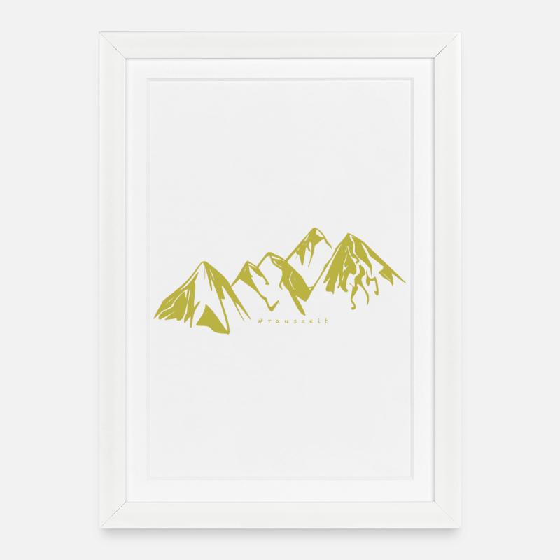 Berge - Gerahmtes Poster (27 × 37 cm) - Weiß