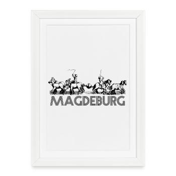 Magdebourg - Expérience Guericke - Affiche encadrée (27 × 37 cm) - blanc - Devant