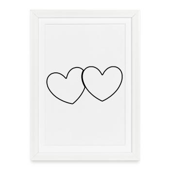 Schwarzes Herz Geschenk - Gerahmtes Poster (27 × 37 cm) - Weiß - Vorne