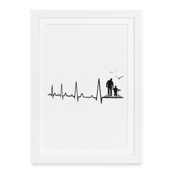 Père et Fils Fille Enfant Heartbeat - Affiche encadrée (27 × 37 cm) - blanc - Devant