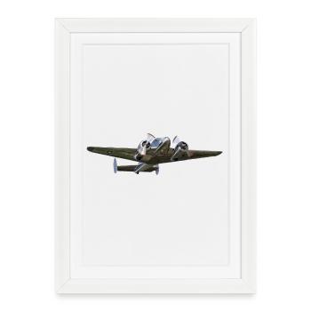 Beechcraft 18 - Affiche encadrée (27 × 37 cm) - blanc - Devant