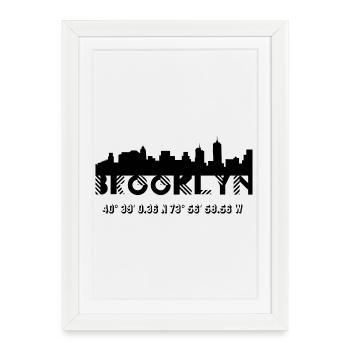 Brooklyn USA Shirt Design T-Shirt Merch - Affiche encadrée (27 × 37 cm) - blanc - Devant