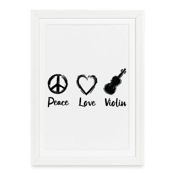 Paix Amour Violon - Affiche encadrée (27 × 37 cm) - blanc - Devant