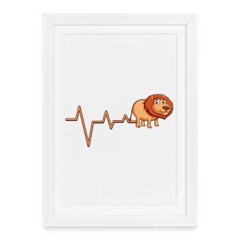 Logo de la ligne Lion Heartbeat - Affiche encadrée (27 × 37 cm) - blanc - Devant