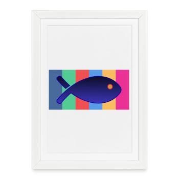 Fisch - Gerahmtes Poster (27 × 37 cm) - Weiß - Vorne