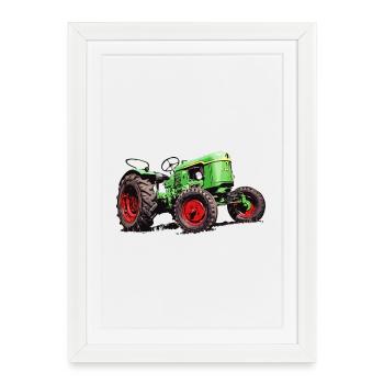Tracteur ancien D25 - Affiche encadrée (27 × 37 cm) - blanc - Devant