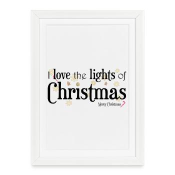J’aime les lumières de Noël, Anglais - Affiche encadrée (27 × 37 cm) - blanc - Devant