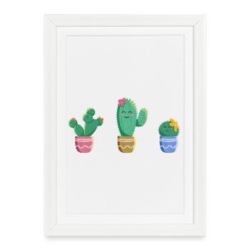 Cactus Trio - Framed poster (27 × 37 cm) - white - Front