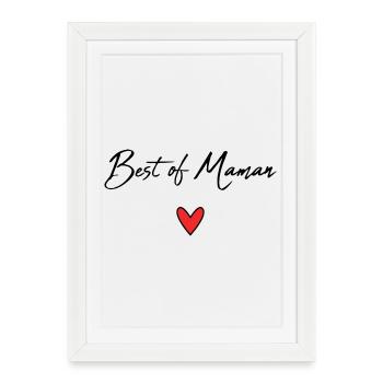 MAMAN. FÊTE DES MÈRES. COEUR. FÊTE. BONNE FÊTE - Affiche encadrée (27 × 37 cm) - blanc - Devant