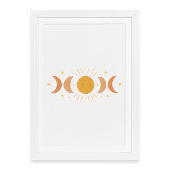 Couvercle de phase de lune à facettes pour les aventures nocturnes - Affiche encadrée (27 × 37 cm) - blanc - Devant