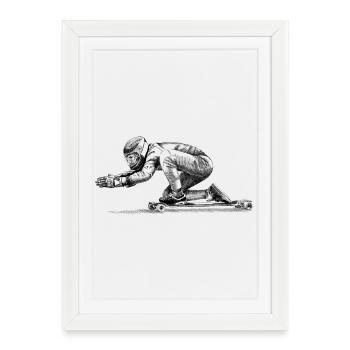 Longboard - Affiche encadrée (27 × 37 cm) - blanc - Devant