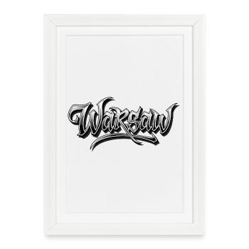 Conception artistique du graffiti à Varsovie - Affiche encadrée (27 × 37 cm) - blanc - Devant
