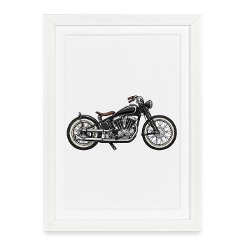 Design de moto Cruiser vintage - Affiche encadrée (27 × 37 cm) - blanc - Devant