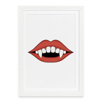 Vampire Fanged Lip Art - Framed poster (27 × 37 cm) - white - Front