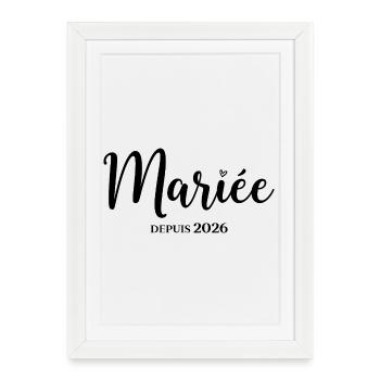 Mariée Depuis 2026 design élégant pour mariage - Affiche encadrée (27 × 37 cm) - blanc - Devant