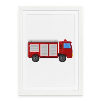 Camion de pompiers - Affiche encadrée (27 × 37 cm) - blanc - Devant