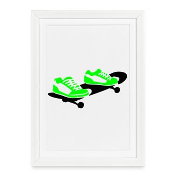 Skateboard - Affiche encadrée (27 × 37 cm) - blanc - Devant