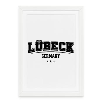 Lettrage de Lübeck, Allemagne - Affiche encadrée (27 × 37 cm) - blanc - Devant