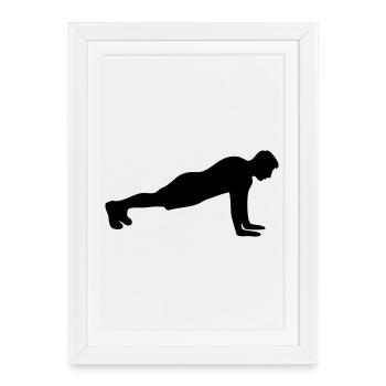 Push-up Fitness Silhouette - Framed poster (27 × 37 cm) - white - Front