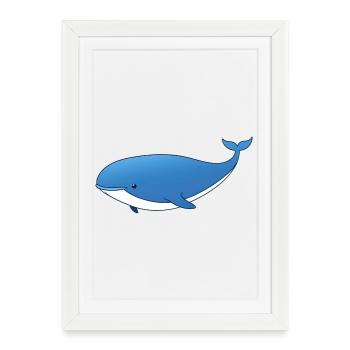 Dessin animé de la Baleine Bleue - Affiche encadrée (27 × 37 cm) - blanc - Devant