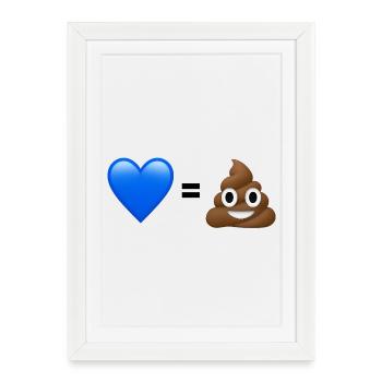 AfD est nul - 💙 = 💩 (Bright Design) - Affiche encadrée (27 × 37 cm) - blanc - Devant