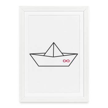 Infinity Sign Origami Boat - Framed poster (27 × 37 cm) - white - Front