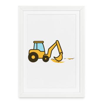 Excavatrice à dessins animés dans le sable - Affiche encadrée (27 × 37 cm) - blanc - Devant