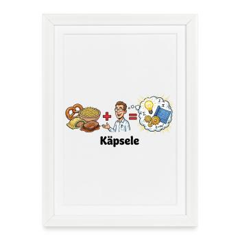 Käpsele Schwabe Erfinder Spätzle Ideen Humor Witz - Gerahmtes Poster (27 × 37 cm) - Weiß - Vorne