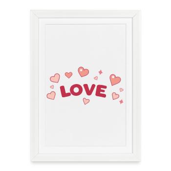 Amour et Cœurs Doux Dessin Animé - Affiche encadrée (27 × 37 cm) - blanc - Devant