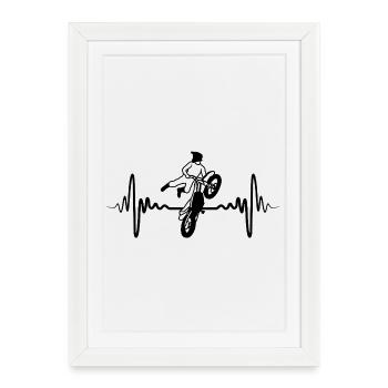 Motocross Heartbeat - Framed poster (27 × 37 cm) - white - Front