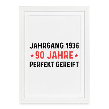 Millésime 1936 – 90 ans parfaitement maturé - Affiche encadrée (27 × 37 cm) - blanc - Devant