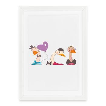 funny geese - Framed poster (27 × 37 cm) - white - Front