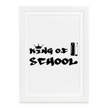 Roi de la Récréation : King of School Urbain - Affiche encadrée (27 × 37 cm) - blanc - Devant