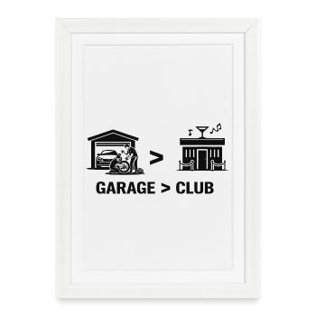 Soirée atelier garage vs club - Affiche encadrée (27 × 37 cm) - blanc - Devant