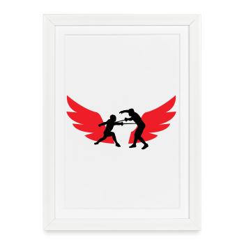 Escrimeur ailé : la vitesse du sabre et du fer - Affiche encadrée (27 × 37 cm) - blanc - Devant