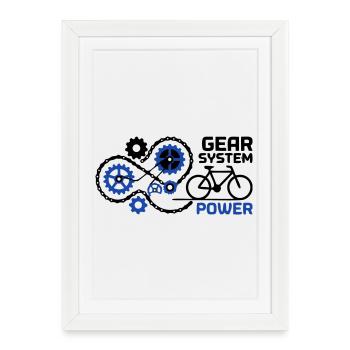 Génial Gear System Bike Nerd - Affiche encadrée (27 × 37 cm) - blanc - Devant