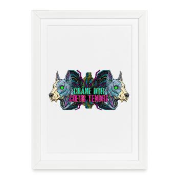 CyberDog - Crâne dur Cœur tendre - Affiche encadrée (27 × 37 cm) - blanc - Devant