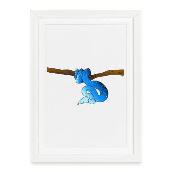 Blue Snake - Framed poster (27 × 37 cm) - white - Front