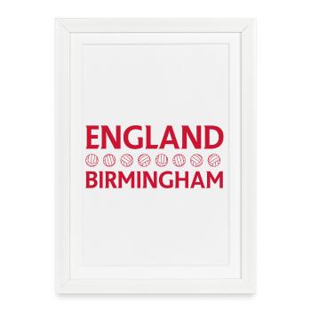 Emblème de cricket Angleterre Birmingham - Affiche encadrée (27 × 37 cm) - blanc - Devant