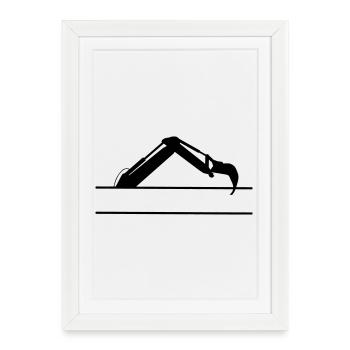 Bras d’excavatrice sur mesure – Conception de la construction - Affiche encadrée (27 × 37 cm) - blanc - Devant