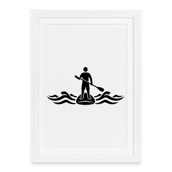 Stand Up Paddle SUP Board Sports Nautiques Lac - Affiche encadrée (27 × 37 cm) - blanc - Devant